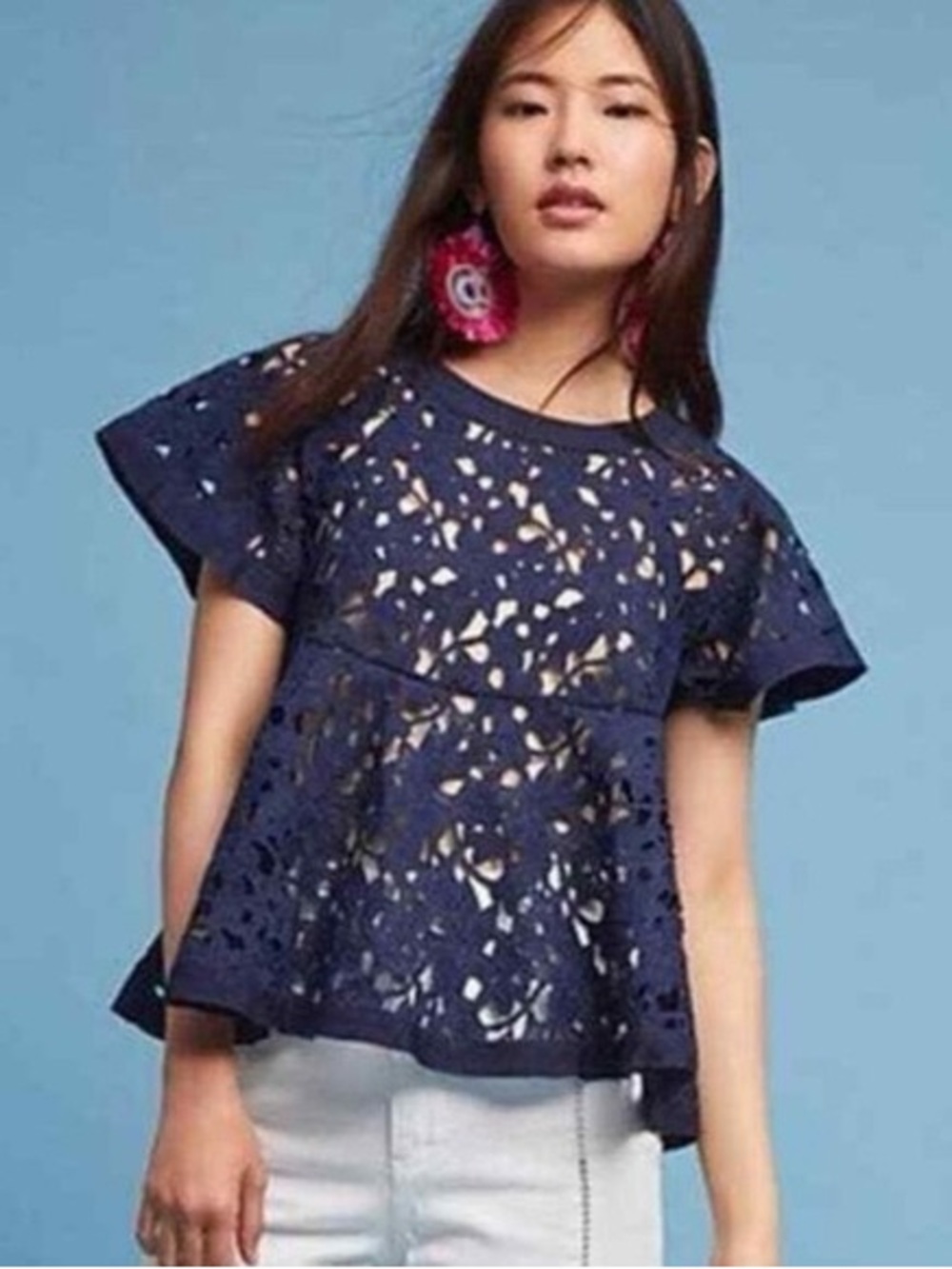 Anthropologie Eri + Ali Remy Top in Navy Blue